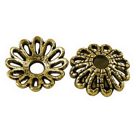 Tibetan Style Fancy Bead Caps TIBE-LF1413YKG-AG-FF-1