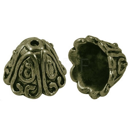 Tibetan Style Alloy Bead Caps TIBEB-EA9700YKG-AB-FF-1