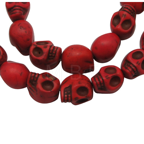 Halloween Skull Synthetic Howlite Beads TURQ-12X10-3-1