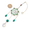 Christmas Theme Snowflake Glass Beaded Hanging Ornaments HJEW-TA00184-3