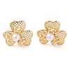 Rack Plating Brass Stud Dangle Earrings for Women EJEW-G394-25G-1