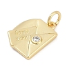 Brass Micro Pave Clear Cubic Zirconia Charms KK-G522-31G-2