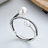 Rhodium Plated 925 Sterling Silver Adjustable Rings for Women FS-WG77101-01-1