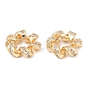 Twisted Brass Micro Pave Clear Cubic Zirconia European Beads KK-C142-02LG-1