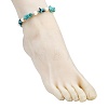 Dyed Synthetic Turquoise Starfish & Chip Beaded Anklets with 304 Stainless Steel End Chains AJEW-AN00733-02-3