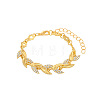 Leaf Alloy Rhinestone Link Bracelets for Women WGBDB93-01-2