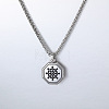 304 Stainless Steel Octagon with Black Helm Pendant Necklaces for Unisex WGEAFBF-01-1