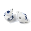 Blue Floral Printed Porcelain Charms PORC-Z007-06B-2