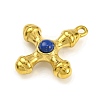 Natural Lapis Lazuli & 304 Stainless Steel Cross Pendants STAS-H221-01G-06-2