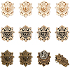 12Pcs 3 Colors Alloy Shield Crown Brooch Pin JEWB-CA0001-17-1