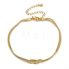 Brass Snake Chain Bracelets for Women BJEW-C087-01G-4