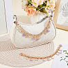 2Pcs Alloy Enamel Lilac Butterfly and Pink Flower Pendant Aluminum Bag Decorative Chains HJEW-BBC0001-38-4