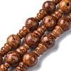 Dyed Natural Fossil 3-Hole Guru Bead Strands G-K149-51A-1