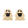 Brass ABS Imitation Pearl Stud Earrings EJEW-B132-02G-4