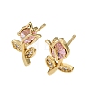 Brass Micro Pave Cubic Zirconia Stud Earrings KK-CBA8324-19G-02-4