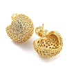 Round Shape Brass Micro Pave Clear Cubic Zirconia Stud Earrings EJEW-Q785-11G-2