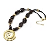 304 Stainless Steel Spiral Shaped Pendant Nuggets Black Resin Beaded Necklaces for Women NJEW-F370-02G-2