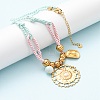 304 Stainless Steel Flower Cowboy Hat Pendant Polyester Cord Necklaces NJEW-C105-02G-1
