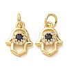 Brass Micro Pave Marine Blue Cubic Zirconia Charms CU-E003-15G-A-1