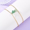 Brass Cable Chains & Natural Green Aventurine Chip Beads Double Layers Bracelets for Women BJEW-JB14134-01-1