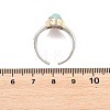 Natural Amethyst & Natural Amazonite with Brass Cuff Open Rings RJEW-B163-01GP-03-5