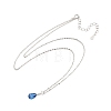925 Sterling Silver Sapphire Rhinestone Teardrop Pendant Necklace for Women NJEW-V013-01P-4