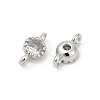 Brass Cubic Zirconia Flat Round Connector Charms KK-H204-02P-04-2