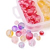 190Pcs 15 Style Frosted Spray Painted Glass Beads Strands GLAA-FS0001-27-4