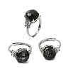 Brass Micro Pave Cubic Zirconia Finger Rings CU-CBA260E-16P-4