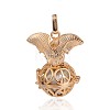 Golden Plated Brass Hollow Round Cage Pendants KK-J252-09G-2