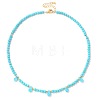 Adjustable 4MM Round and Teeardrop Synthetic Turquoise Beaded Necklace for Women Elegant Casual Jewelry Gift YO7964-2-1