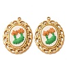 304 Stainless Steel & Cloth Embroidered Pendants FB-CBAFBAF-13G-03-1