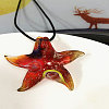 Starfish Millefiori Glass Pendant Waxed Cord Necklaces FS-WG7586D-03-1
