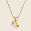 304 Stainless Steel Cross Teardrop Pendant Necklaces for Women LV5692-1-1