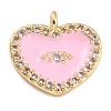 Golden Plated Brass Micro Pave Clear Cubic Zirconia Charms ZIRC-L097-033D-G-1