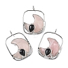Natural Rose Quartz & Obsidian Big Pendants G-Z142-01P-B01-1