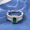Brass Micro Pave Clear Cubic Zirconia Cuff Open Rings CU-CBA5C10-14P-1