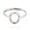 Adjustable 925 Sterling Silver Blank Oval Bezel Ring Settings STER-T008-93P-2