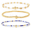 3Pcs 3 Styles Glass Seed Beads & Brass Beads Stretch Bracelets Set for Women VQ8944-3-1
