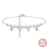 925 Sterling Silver with Natural Freshwater Pearls Anklet AJEW-Z029-03P-1