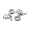 Rack Plating Alloy Light Rose Rhinestone European Dangle Charms FIND-C055-27P-01-2