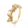 Clear Cubic Zirconia Triple Butterfly Open Cuff Ring RJEW-C024-10G-3