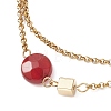 Natural Red Agate Faceted Flat Round with Brass Cube Link Bracelets BJEW-JB13481-4