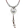 Boho Alloy Heart Pendant Leather Cord Necklaces for Women WG14524-01-5