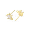 Brass Micro Pave Clear Cubic Zirconia Stud Earring Findings KK-Z099-02G-04-3