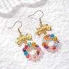 Bowknot with Ring Dyed & Heated Natural Agate Dangle Earrings EJEW-JE06839-01-2