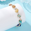 Chakra Brass Ring Link & Natural & Synthetic Mixed Gemstone Chips Beads Link Bracelets BJEW-TA00717-01-2