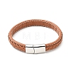 Cowhide Braided Flat Cord Bracelet with 304 Stainless Steel Magnetic Clasps BJEW-H552-01P-02-2