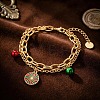 Christmas 304 Stainless Steel Enamel Charm 2-Strand Bracelets WGD65DE-05-1