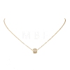 Brass Micro Pave Clear Cubic Zirconia Column Bead and Love Disc Pendant Cable Chain Necklaces NJEW-JN05768-3